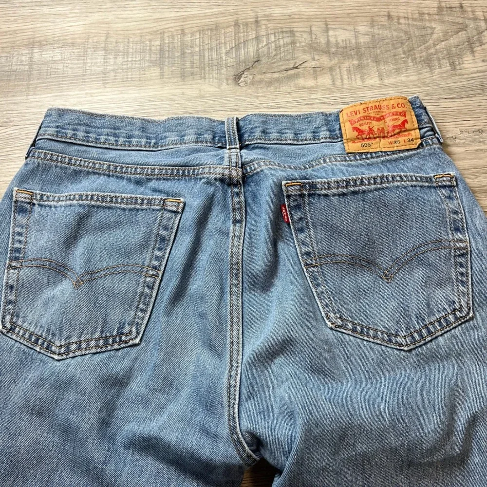 Levi's 505 Regular Fit Jeans Mens 36x34 Blue Straight Leg‎ Denim Pants Classic